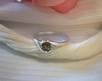 Delicate Solitaire Tourmaline Ring ~ 925 Sterling Silver ~ Size 8