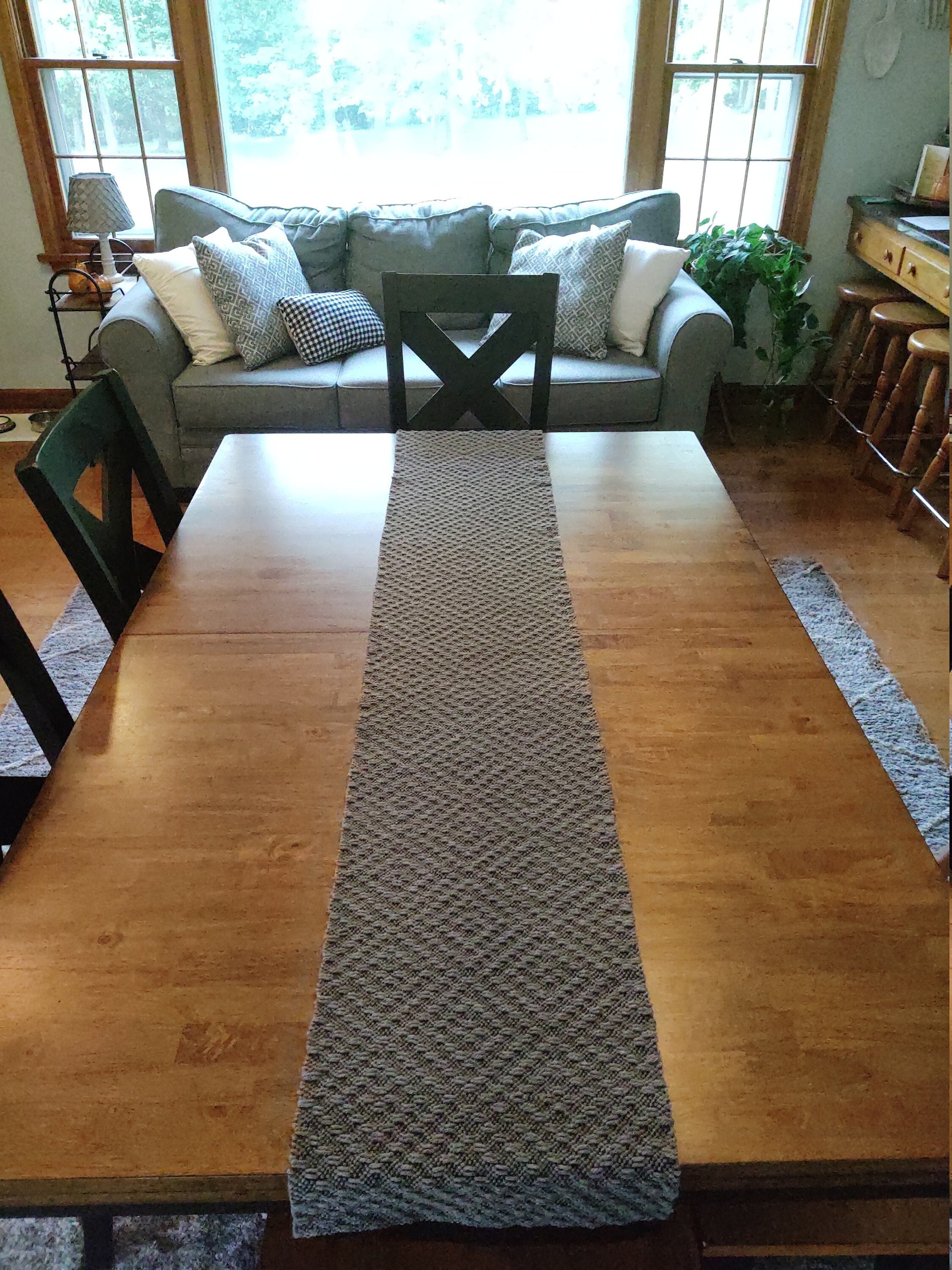 Charcoal Grey Double Diamond Table Runner. #21W09