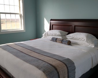 Custom Bed Scarf - Bed Runner - King Size - "Burlap".