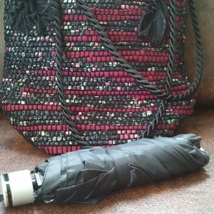 Bolso Tote Tejido a Mano - Negro y Burdeos-. #14C62
