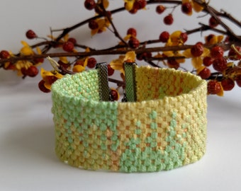 Woven Bracelet, Silk Bracelet, Interlock Weave, Boho Bracelet, Fine Art Jewelry, Cuff Bracelet #B1612