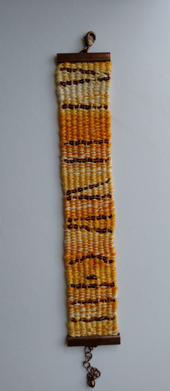 Woven Bracelet, Cotton Bracelet, Navajo Wedge Weave, Tribal