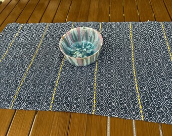 Blue Table Topper - Broken Point Twill Pattern. #23W01