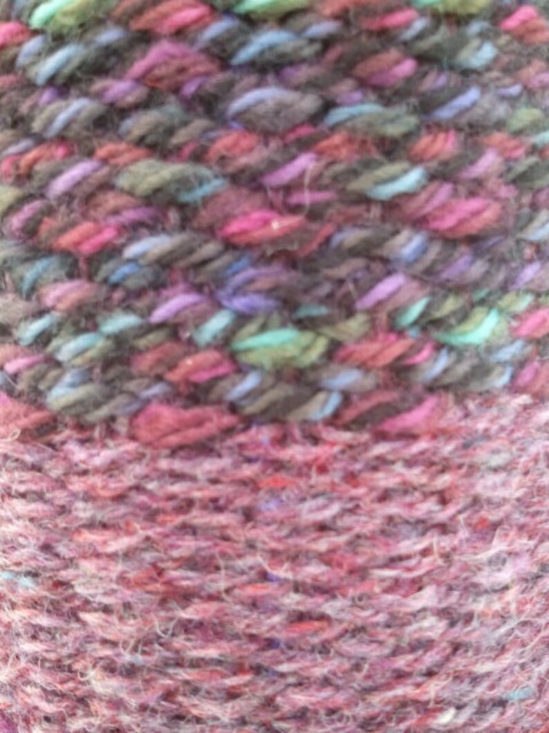 Wool in shades of purples teal /& green Wine Bottle Bag #14W70. Handwoven