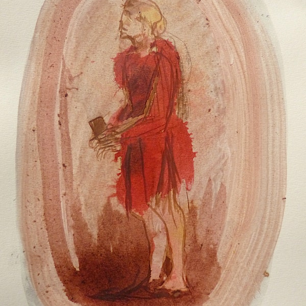 LE TÉLÉPHONE PORTABLE - encre sur papier 21x29 cm oeuvre unique directement de l’artiste art original femme téléphone portrait modernité