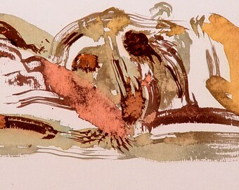 On the Cezanne Island - Transdrawing - ink on paper 20x40 cm unique artwork directly from artist original art abstract landscape seascape