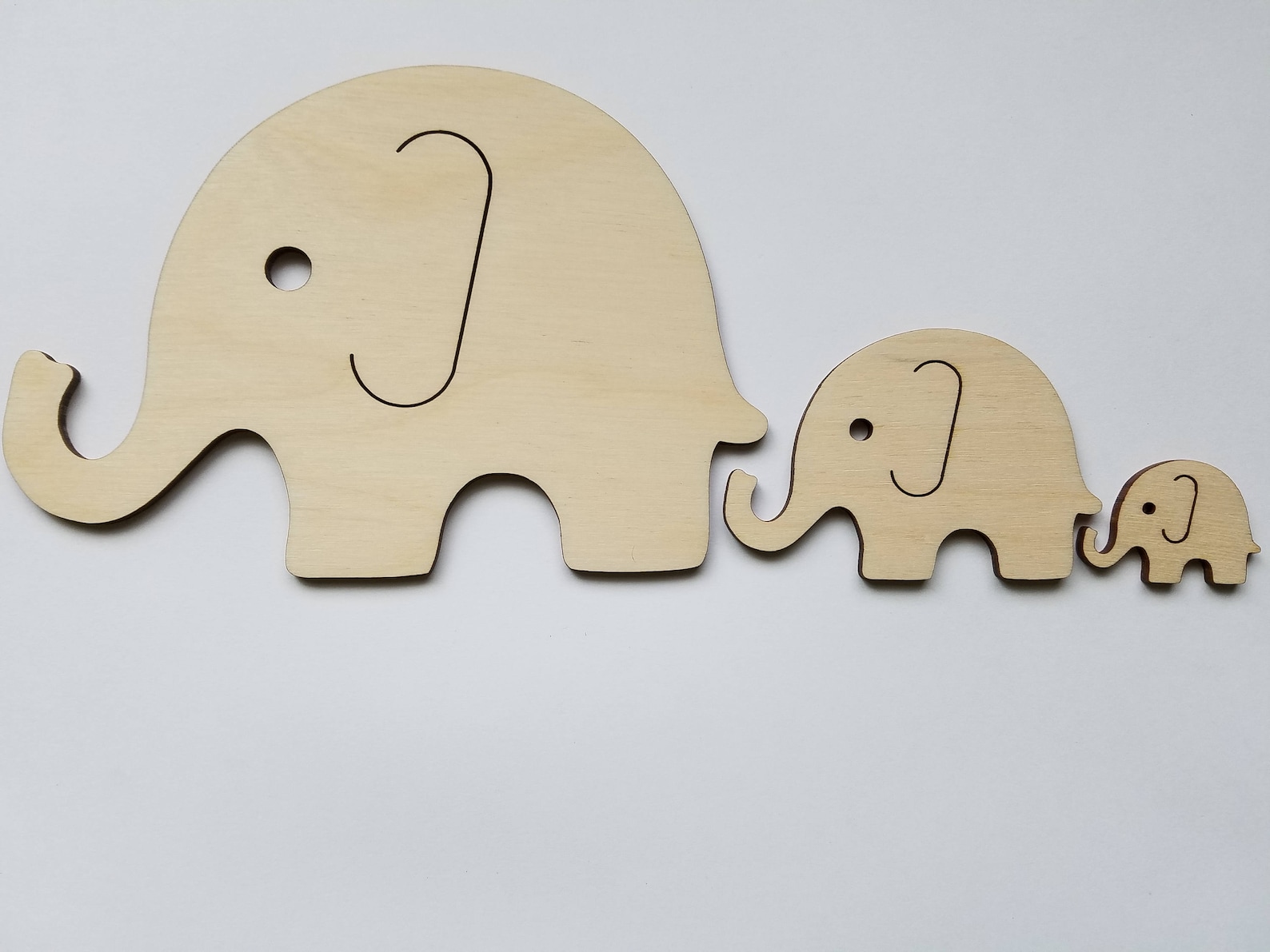 Set of 3 Wooden Elephant Cut Outs Nursery Wall Decor Etsy