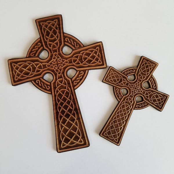 Alder Wood Celtic Style Cross Cut Outs  ( Home Decor, Wall Decor, Christmas Gift , Renaissance Fair)