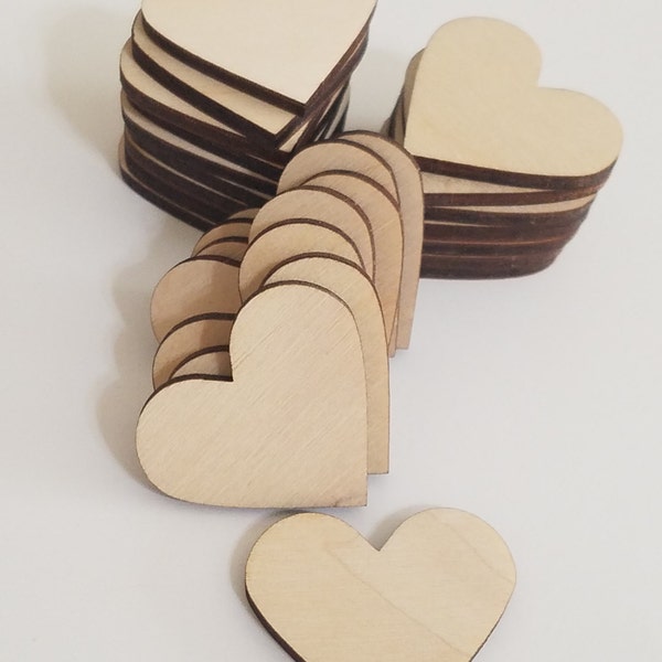 Wooden DIY Unfinished Heart Shape Cut Outs ( Embellishments, Valentines Day, Craft DIY...)