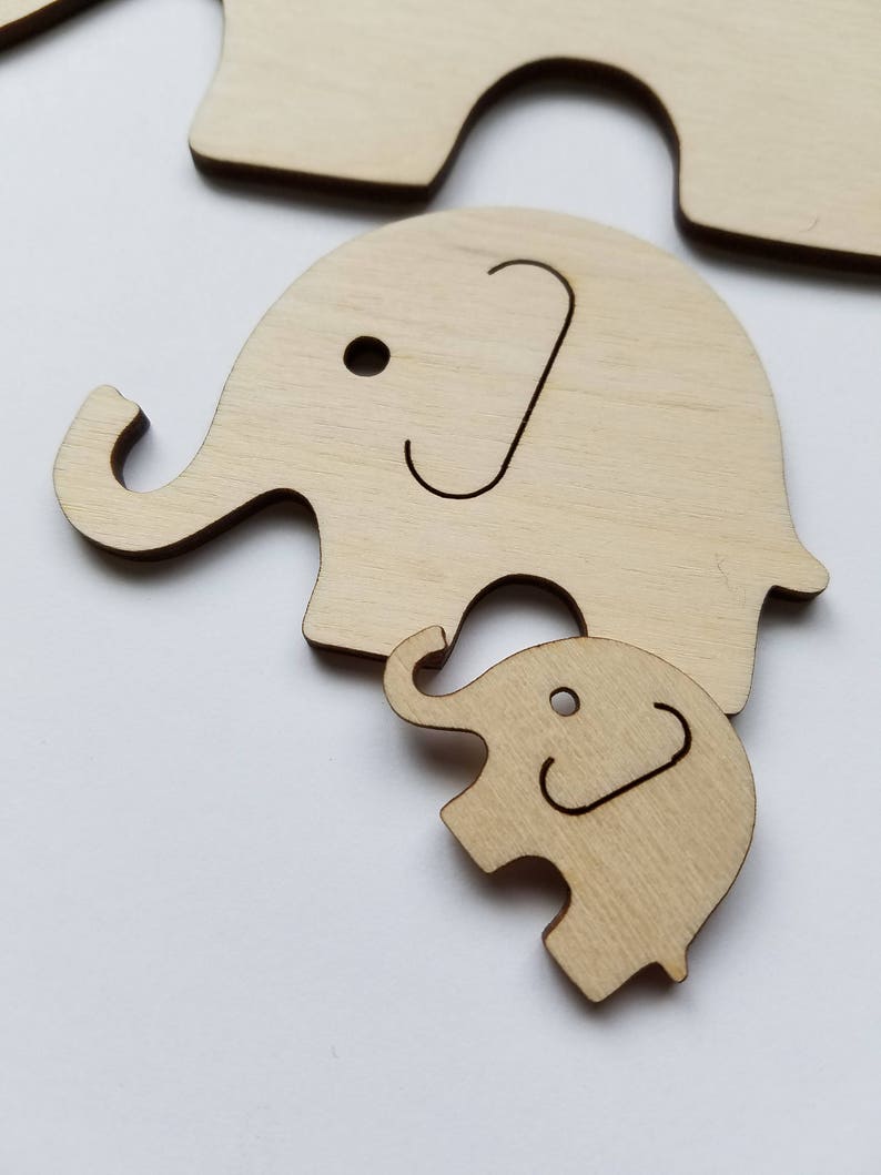 Set of 3 Wooden Elephant Cut Outs Nursery Wall Decor Etsy