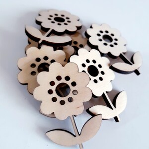 Set van 12 houten bloem cut outs (scrapbookingateliers, kaart maken, decoratie, Kids ambachten, arts + ambachten, voorjaar bloem decor)