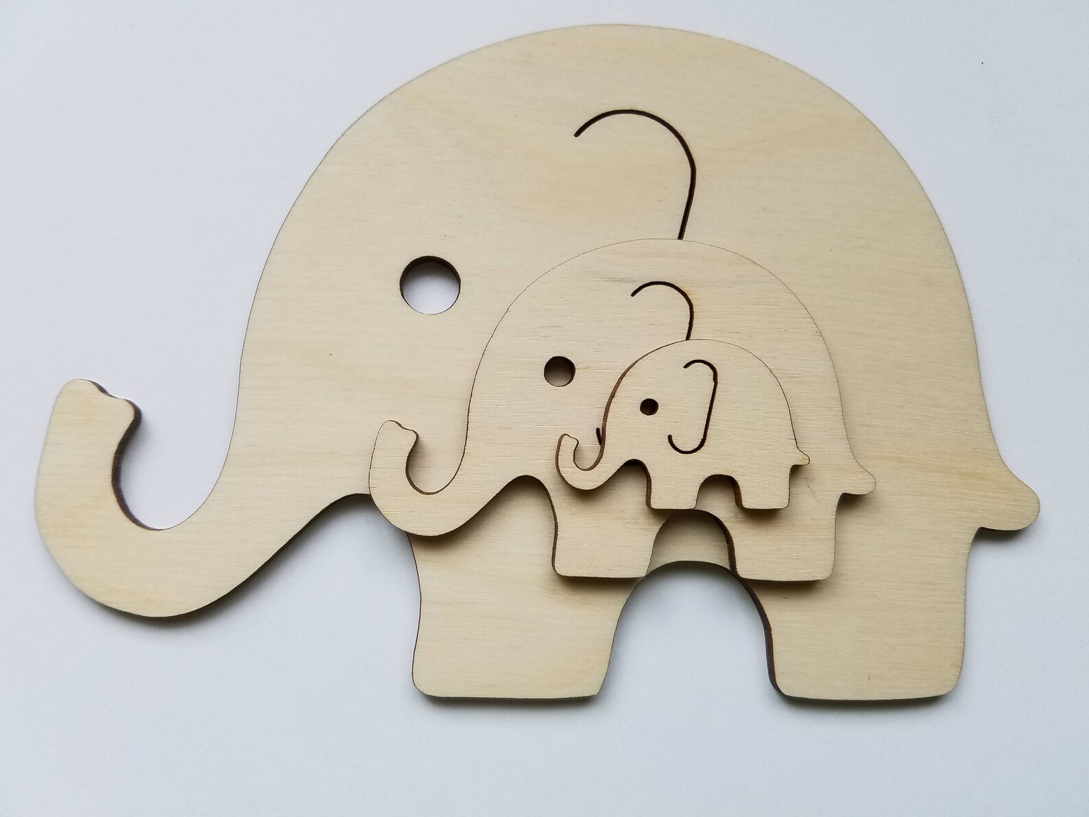 Set of 3 Wooden Elephant Cut Outs Nursery Wall Decor Etsy