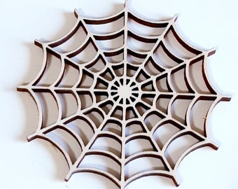 Set of 6 Wooden Spider Web Cut Outs ( Halloween Decoration, Spooky Decor, Craft DIY , Kids Crafts )