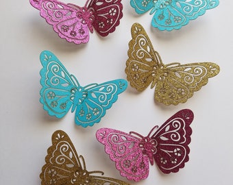 Glitter Butterfly Die Cut Outs ( Scrap Booking, Embellishments, Wedding Decor, Wall Decor)