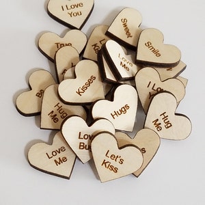 Wooden Heart With Message Cut Outs ( Wedding Decor, Valentines Decor, Garlands, Wall Decor )