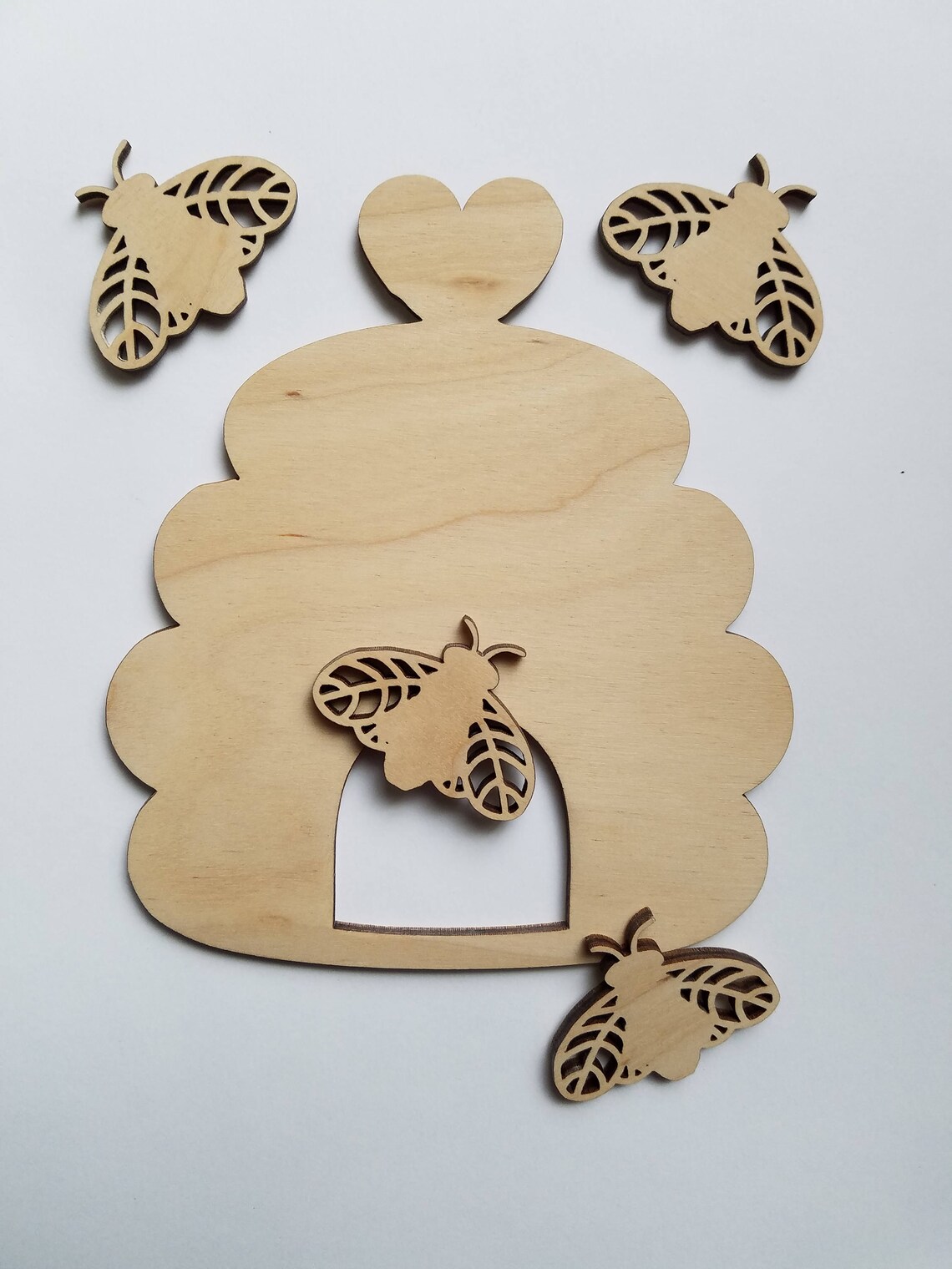 Wooden Bee Hive and Bee Cut Outs Wall Decor DIY Crafts Etsy