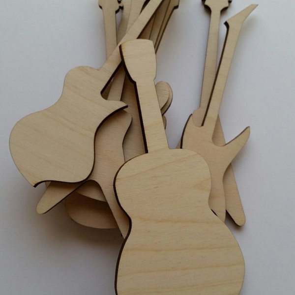 Laser Cut Wooden Guitar Cut Out Variety Pack ( Embellishments, Crafting, DIY Crafts, Music Supply )