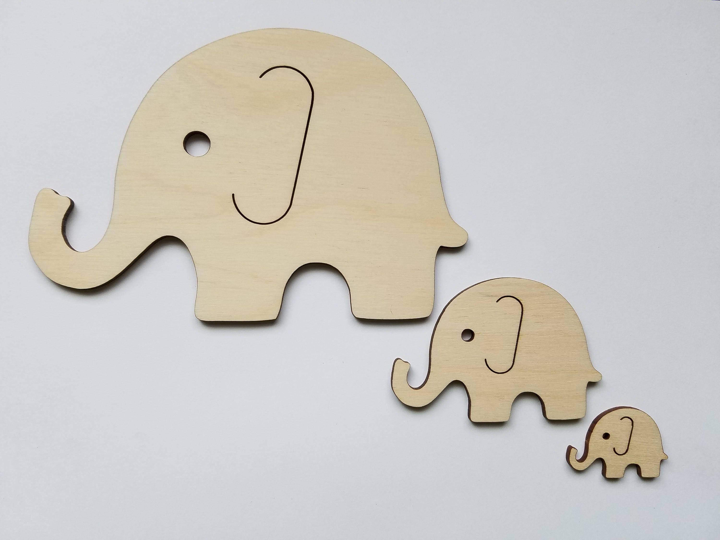 Set of 3 Wooden Elephant Cut Outs Nursery Wall Decor | Etsy