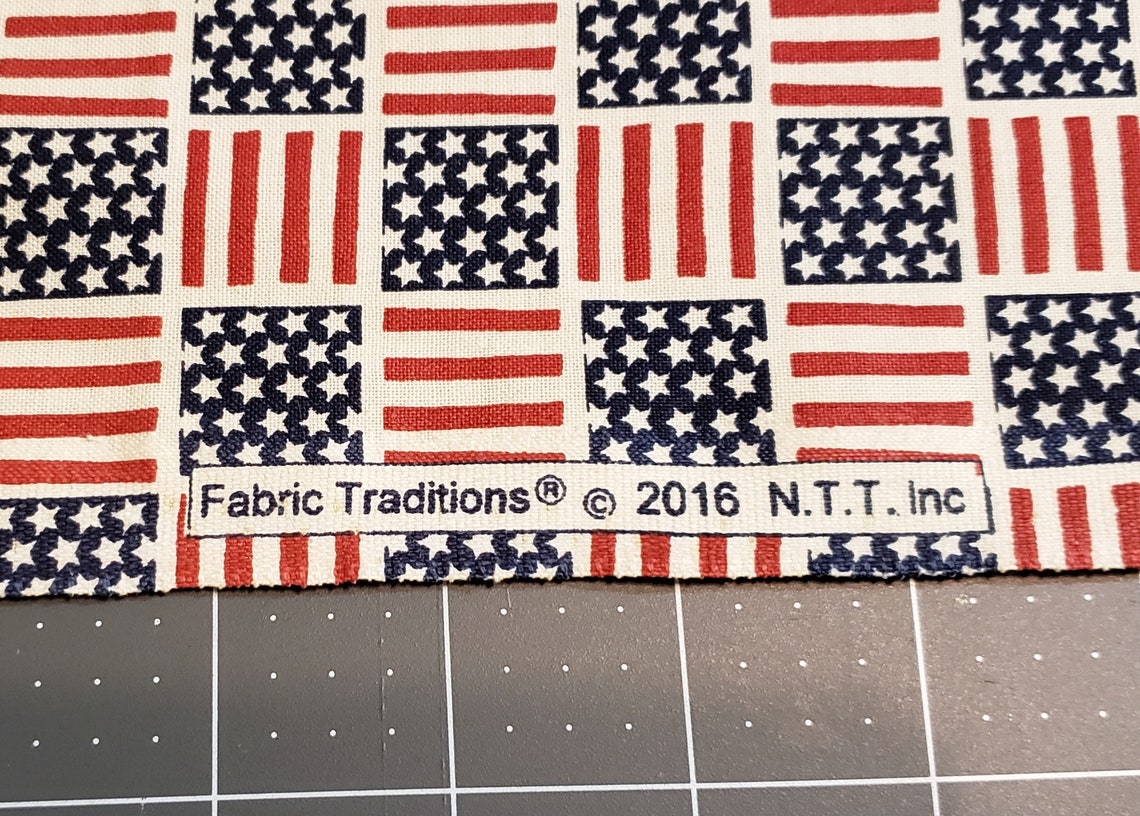 Fabric Traditions Flags Motif on Tea Stain Cotton Fabric Etsy