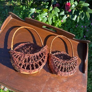 Small Round Baskets Set, Mini Woven Basket Duo, Boho Home Decor, Natural Seagrass Baskets, Storage Containers