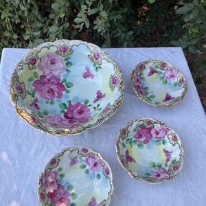 Antique Pink Berry Flower Bowl Set, Vintage Decor, Floral Kitchen Decor, Gift For Her