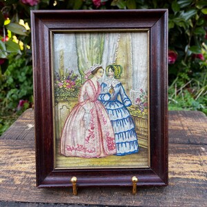 1845 Godey&#39;s Silk Tapestry, Embossed Woman Art, Antique Fashions Decor, Historical Collector&#39;s Piece, Godey&#39;s Fashions Tapestry