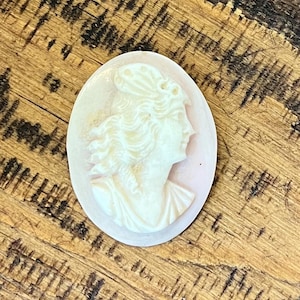 Pink Shell Cameo – Unset Carved Roman Goddess – Antique Hand-Carved Cameo – Vintage Portrait Jewelry