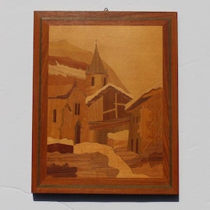 Vintage Italian Church Marquetry Art