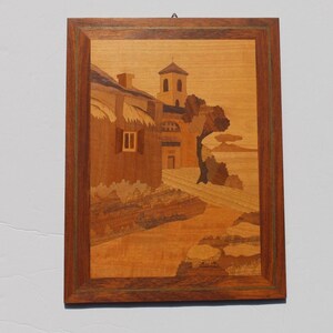 Vintage Italian Church Marquetry Art