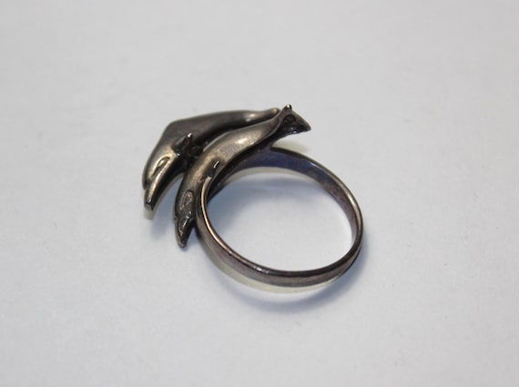 Spinning Dolphin Silver Ring - image 3
