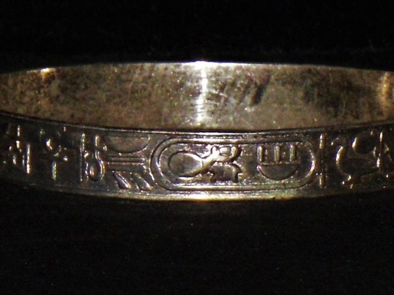 Sterling Egyptian Hieroglyphics Themed Bangle