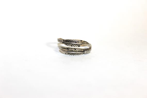 Vintage Feather Silver Ring Adjustable - image 1
