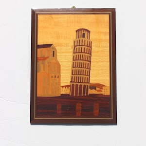 Vintage Italian Tower of Pisa Marquetry Art