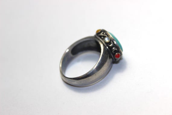 Turquoise Silver Ring Size 8 - image 4