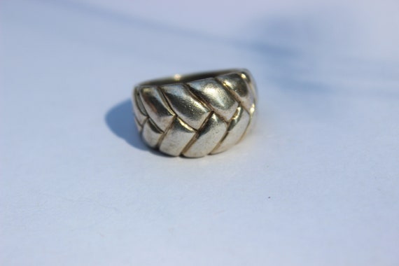 Sterling Silver Weave Pattern Ring - image 1
