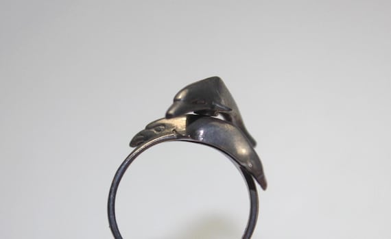 Spinning Dolphin Silver Ring - image 1