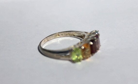 Colorful Stone Sterling Ring Size 7 3/4 - image 5