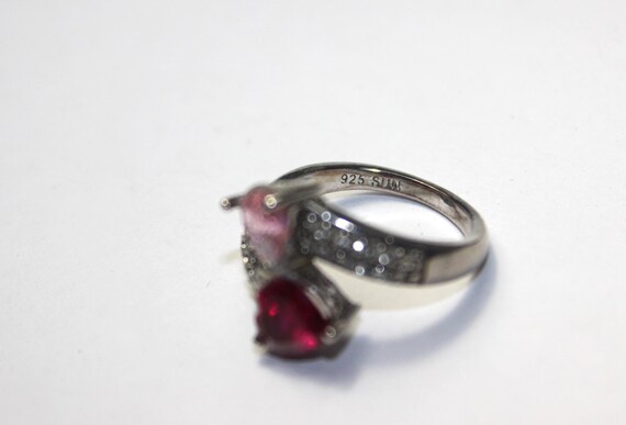 Two Hearts Silver Ring Size 7 - image 4