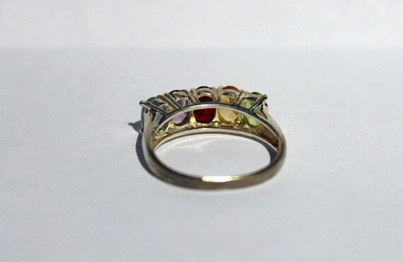 Colorful Stone Sterling Ring Size 7 3/4 - image 4