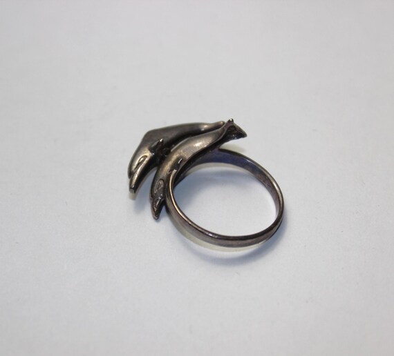 Spinning Dolphin Silver Ring - image 5