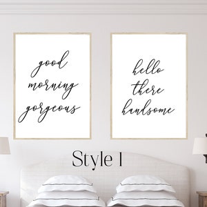 Hello Handsome Good Morning Gorgeous Marriage Family Bedroom Quote RQ10 ...