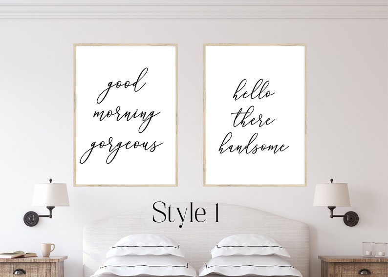 Hello Handsome Good Morning Gorgeous Marriage Family Bedroom | Etsy