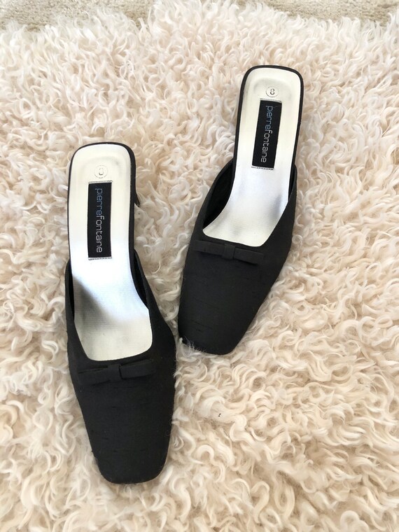 Vintage Pierre Fontaine late 90s square toe mules