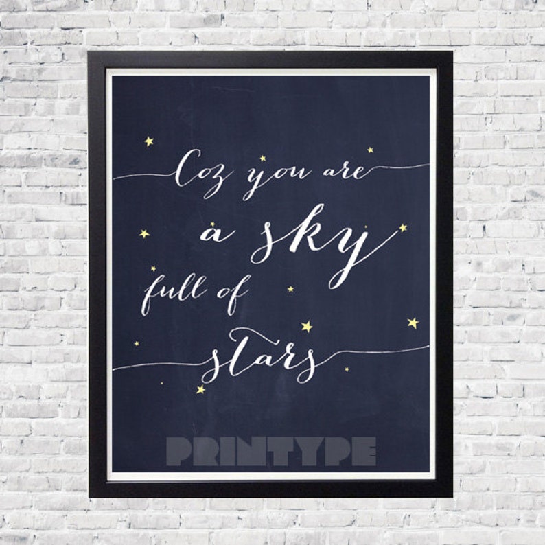 Instant download Typography Art Print Sky Full of Stars | Etsy