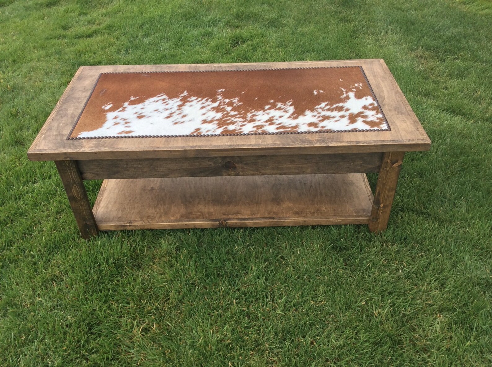 Cowhide Coffee Table and 2 Cowhide End Tables Open for Storage Etsy