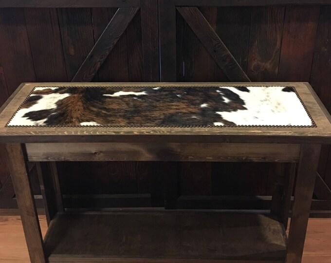 Western Sofa Table / Cowhide Sofa Table / Cowhide Entryway Etsy