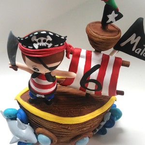 Pirate Ship Cake Topper Nautical Birthday Party Decoration Etsy