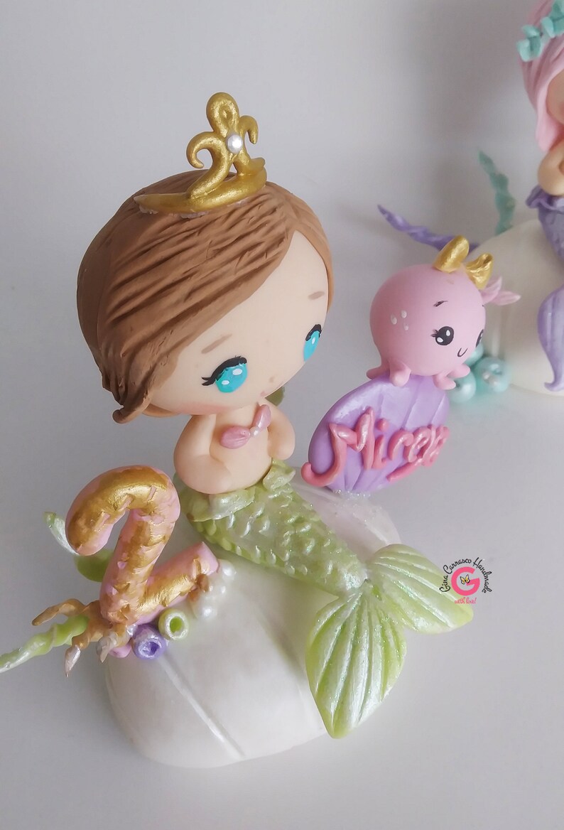 Mermaid Cake Topper Mermaid Baby Shower Mermaid First Etsy