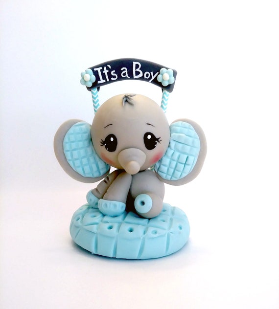 elephant cake topper baby shower boy