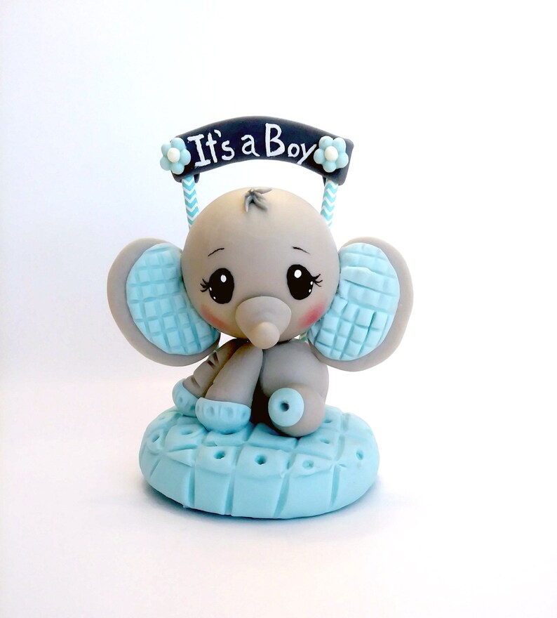 Elephant Cake Topper Boy Elephant Baby Shower Baby Blue and Etsy